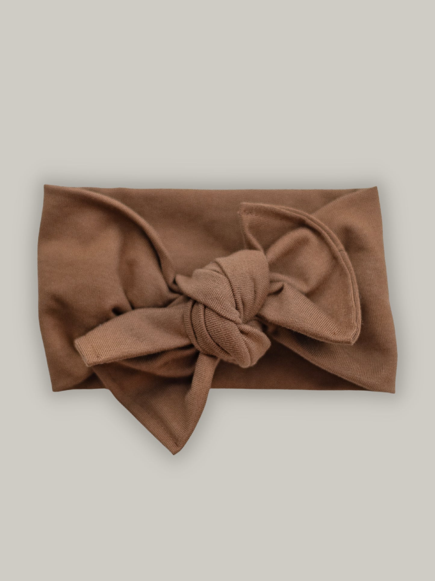 Matching brown cotton hairband with knotted bow for baby, toddler, newborn and children